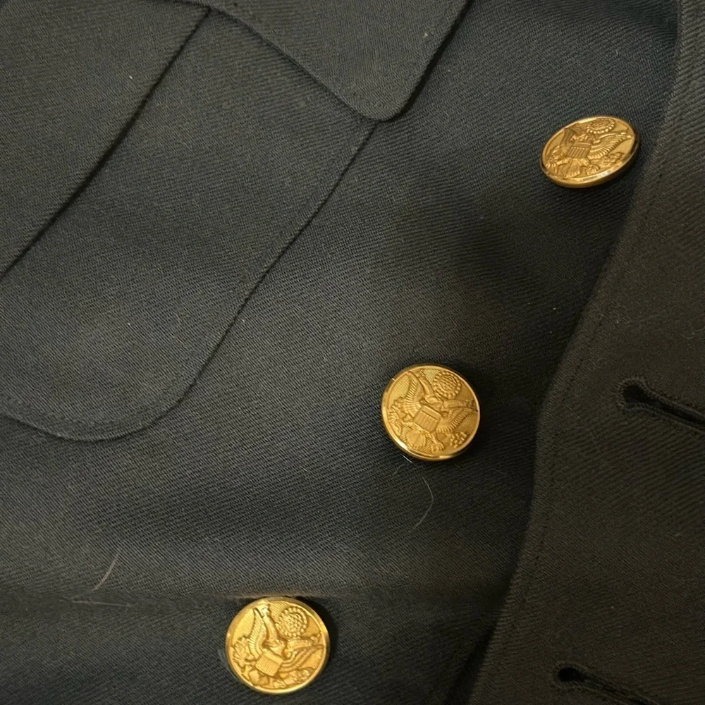 Black with gold buttons & patches military uniform jacket clothing Size: 38 L